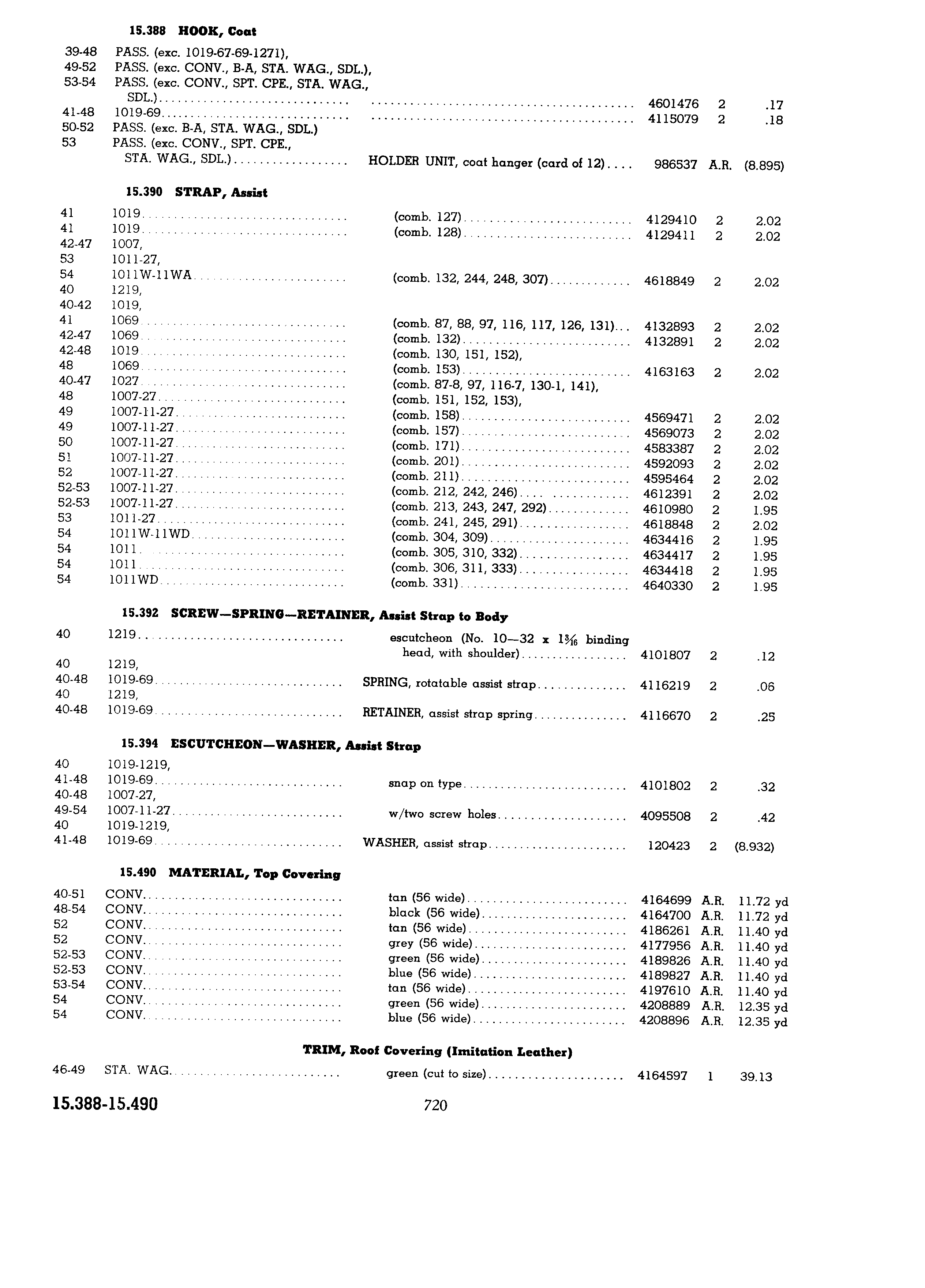 Parts and Accessories Catalog P&A 30 March 1954