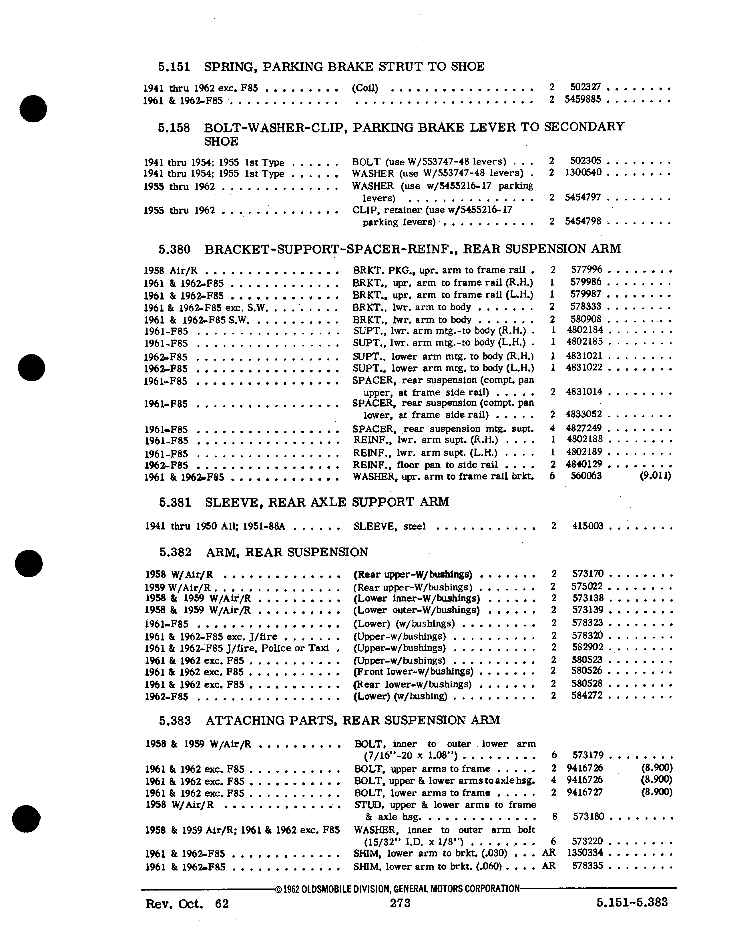 Parts and Accessories Catalog PA-93 December 1961